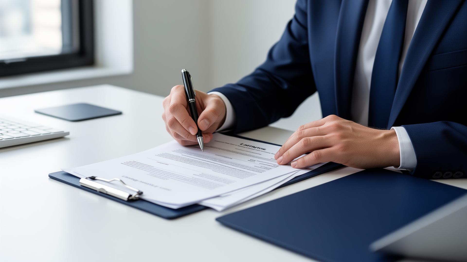 Professional signing legal documents